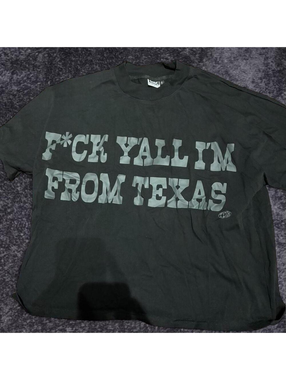 Heavyweight black TDK tee featuring the bold “F*ck Y’all I’m From Texas” graphic